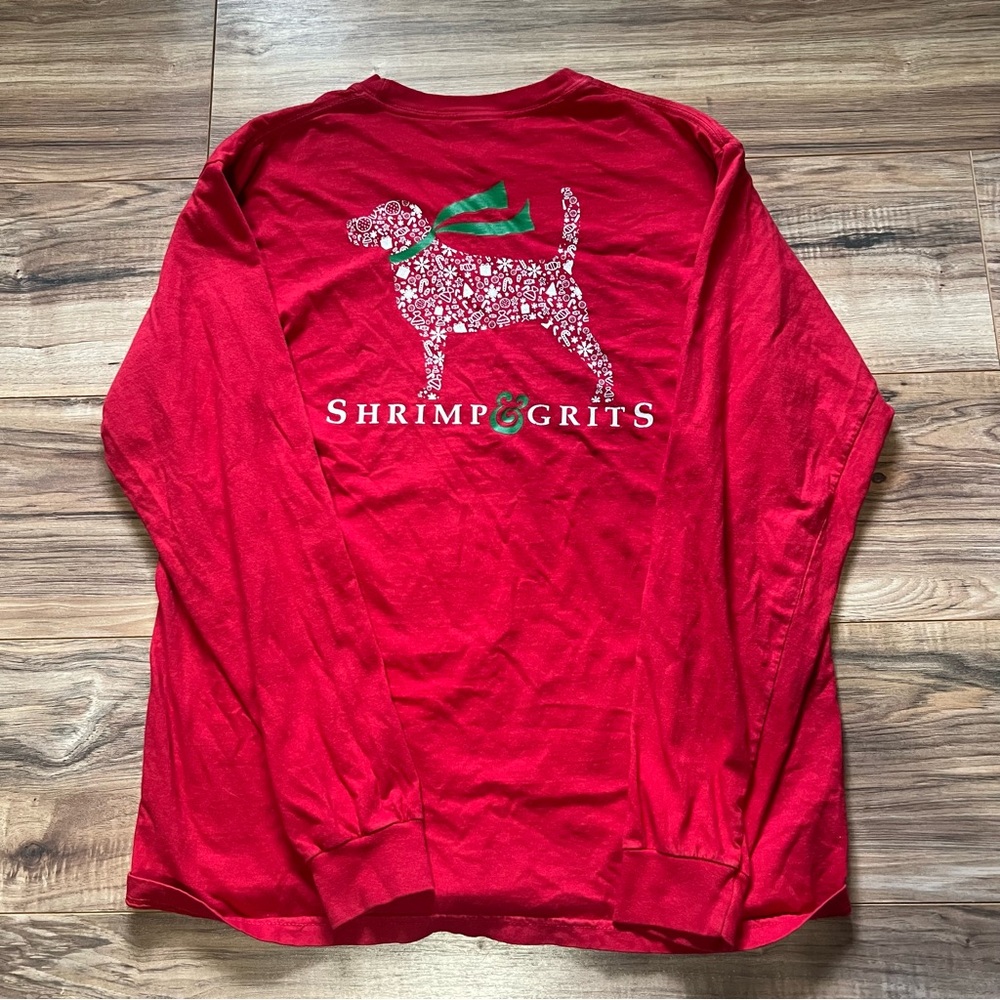 Red Shrimp & Grits Long Sleeve Christmas Shirt